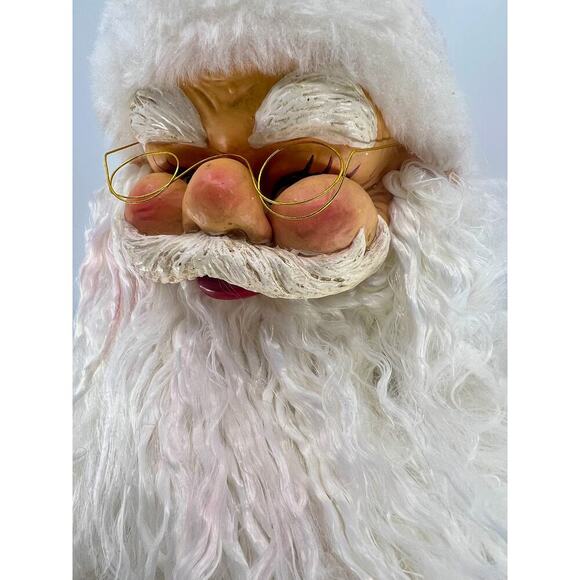 Vintage Santa Claus Ornament Large with Long Beard and Pole Feature 12" - Picture 2 of 4